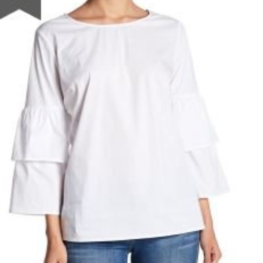 Como Vintage Double Ruffle Sleeve Blouse - Size L